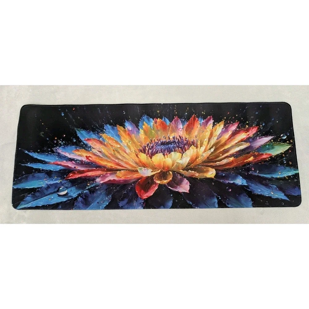 Neon Flower Large Desk Pad for Desktop Laptop Mouse Pads Desk Covers Rubber Back